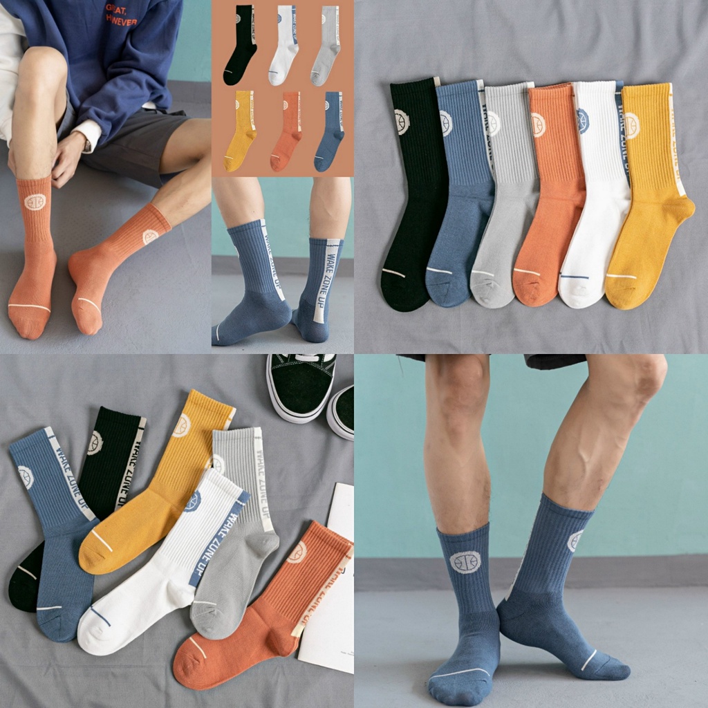 Tất Cổ Cao Nam chất liệu cotton cao cấp, Vớ Nam cổ cao mẫu sọc gân set 5 đôi nhiều màu