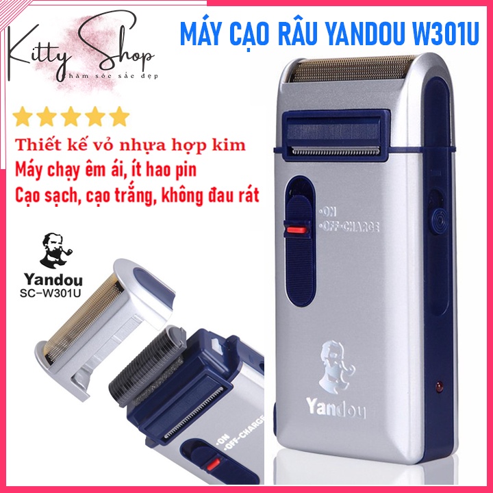 Máy cạo râu mini lưỡi kép YanDou W301U Công Suất 3W, Máy cạo râu nam cạo sát, êm, sạc pin nhanh