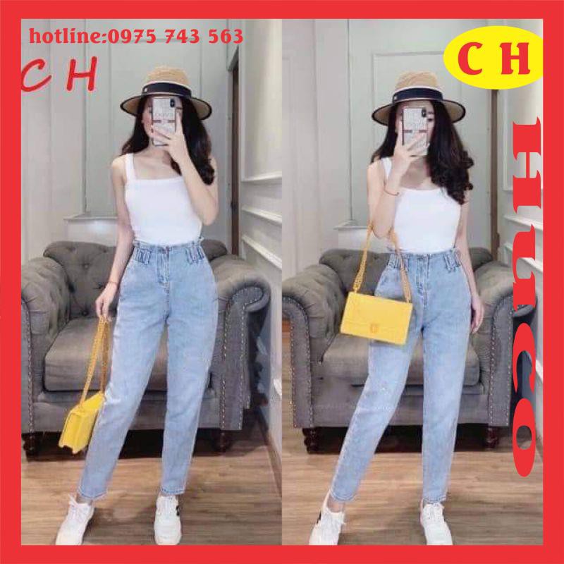 quần jeans nữ thiết kế đơn giản-quần bò  baggy cạp cao dáng suông ,ống vừa, giá học sinh hàng đổ shop ảnh thật sản phẩm