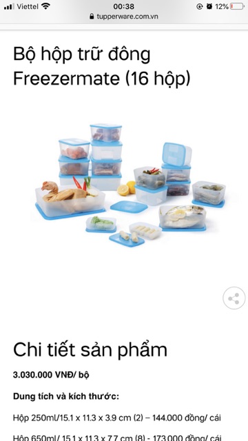 1/2 set hộp trữ đông 16 / fit 7 / 4 rainbow tupperware