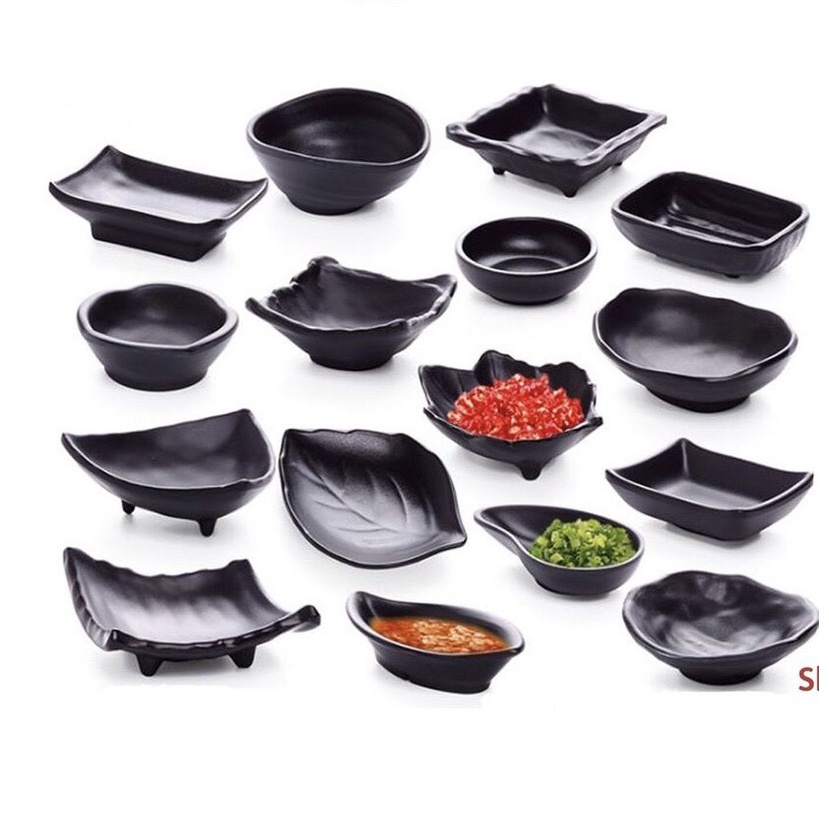 Chén đựng nước chấm, đĩa đựng gia vị, Đen Nhám melamine