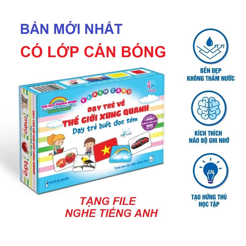Bộ thẻ học Glenn Doman phiên bản mới nhất- BỀN ĐẸP VÀ KHÔNG THẤM NƯỚC ( tặng kèm file nghe tiếng anh)
