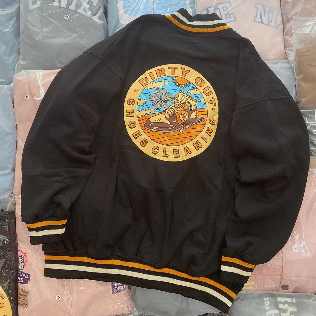 Áo khoác Bomber nỉ DIRTY OUT bóng chày - Ginni Bomber Jacket