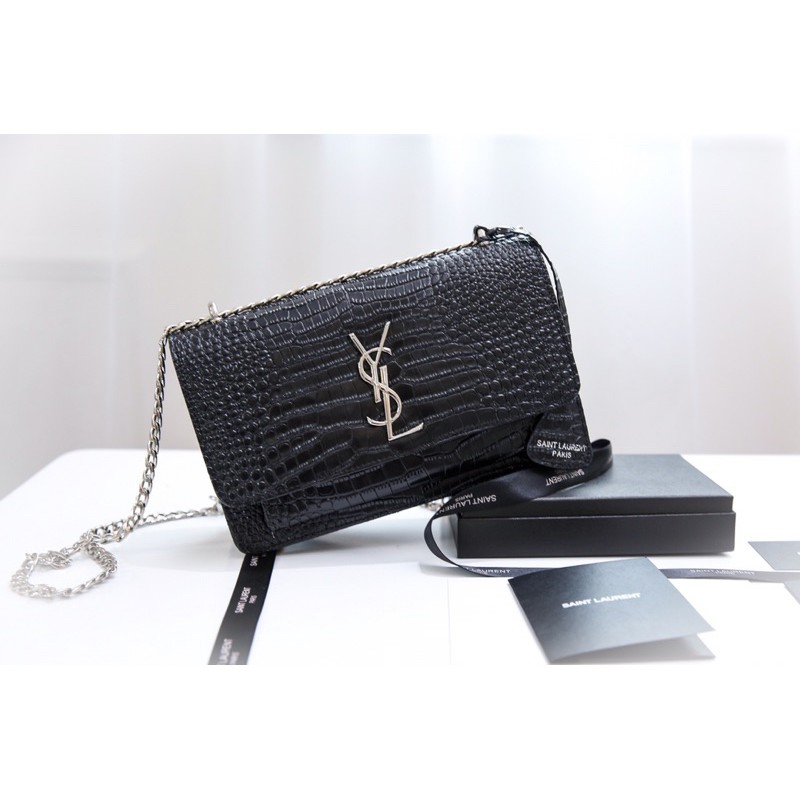 Túi đeo chéo đeo vai flapbag spsl fullbox da thật dập vân cá sấu bóng hàng cao cấp