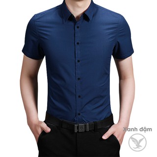 Áo sơ mi nam tay ngắn màu xanh đậm cực chất