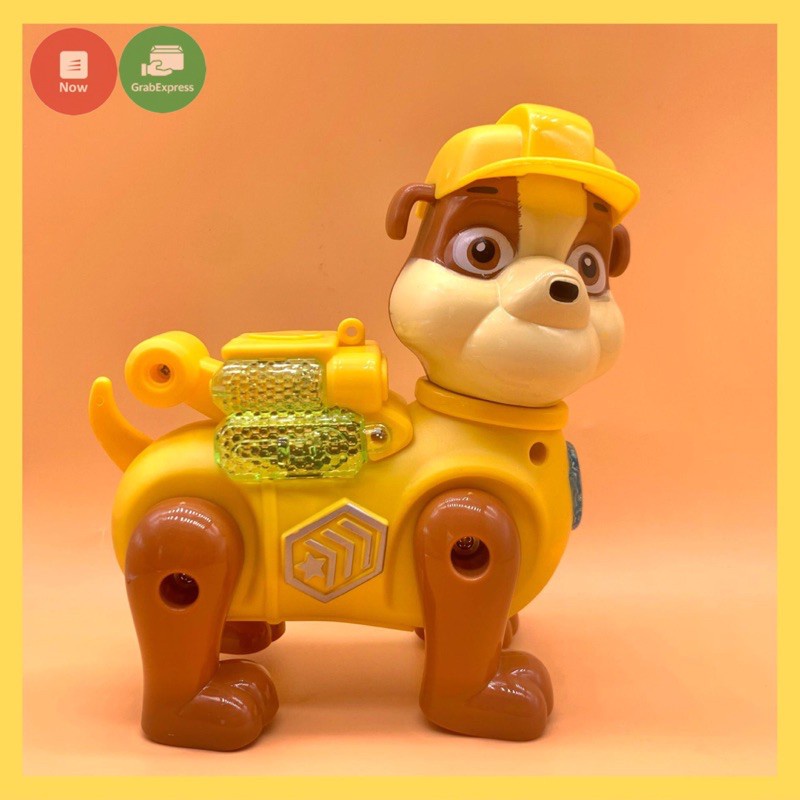 Đồ chơi biệt đội chó cứu hộ dùng pin, có nhạc, phát tiếng chó sủa, có dây cho bé dắt đi dạo