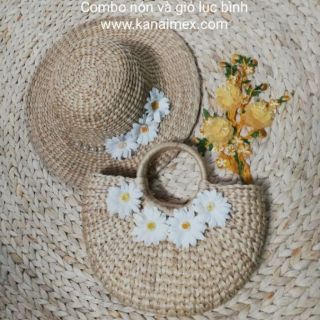 Giỏ lục bình hoa trắng