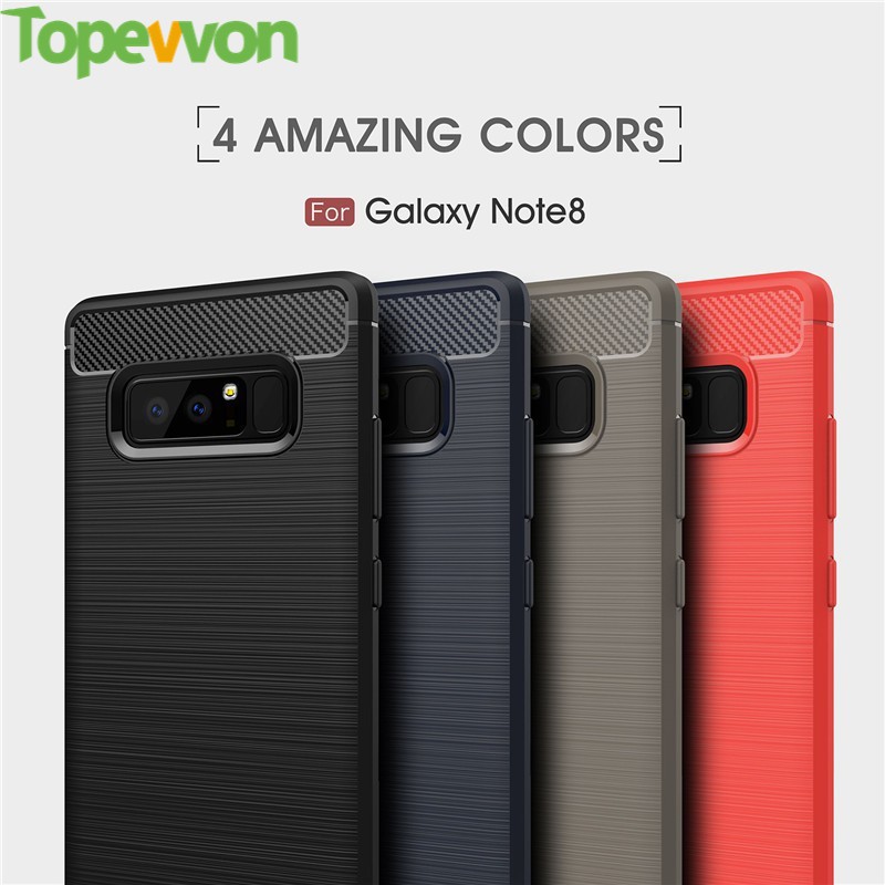 Topewon  Ốp điện thoại dẻo thiết kế sợi cacbon sang trọng dành cho Samsung Galaxy Note 8