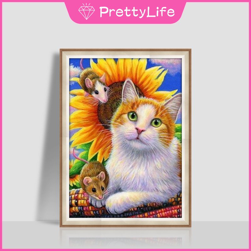 Bộ Tranh Đính Đá 5D Tự Làm 30x40cm Hình Hoa Hướng Dương Trang Trí Nhà Cửa