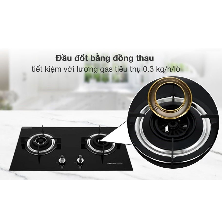 Bếp ga âm Sakura SG-2525GB-Chính Hãng trưng bày 98% +TẶNG dây gas Đánh lửa bằng IC Đầu đốt tiết kiệm gas,Ngắt ga tự động