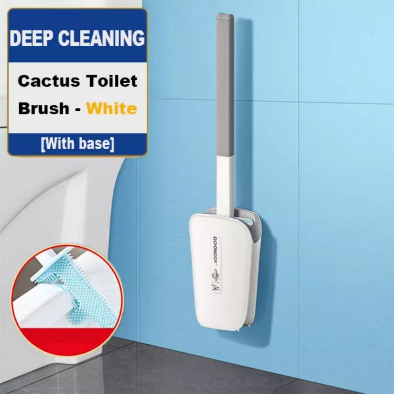 Bàn Chải Chà TToilet Bằng Silicon Mềm Có Giá Đỡ Xoay 360 Độ° Dụng Cụ Làm Sạch Sâu Linh Hoạt Không Chết