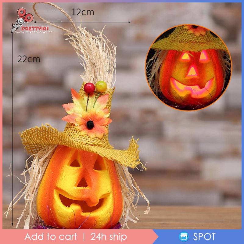 [Prettyia1] Đèn Lồng Để Bàn Hình Bí Ngô Halloween