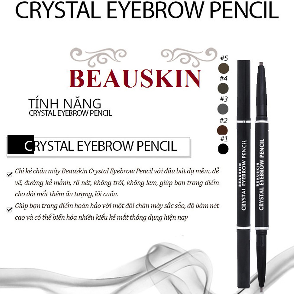 [ĐỌC KỸ MÔ TẢ] Chì kẻ mày 2 đầu chì Eyebrow Crystal Eyebrow Pencil - màu 02 Brown Nâu (Hàn Quốc)