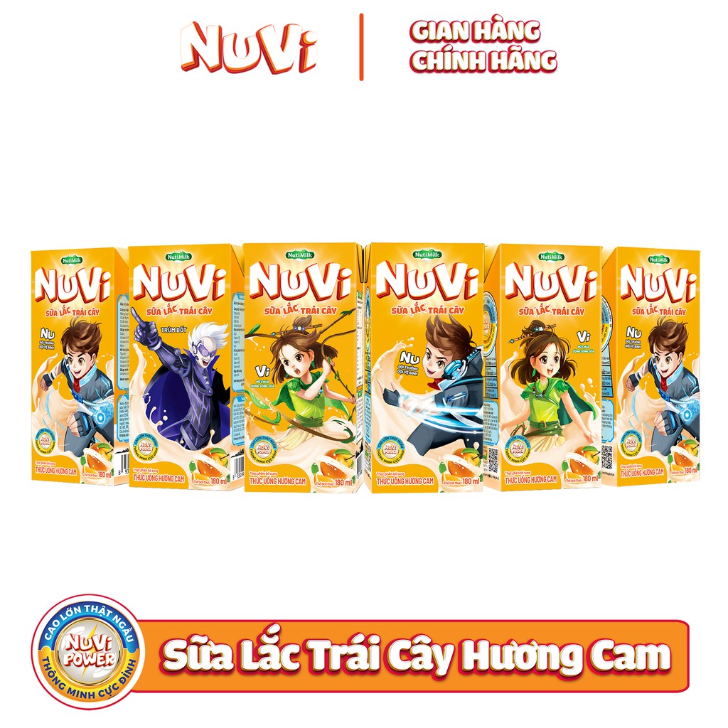 Thùng 48 hộp sữa Nutifood NuVi TU hương Cam SLTC hộp 180ml