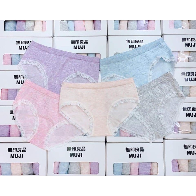 Quần lót nữ cotton gân tăm hoạ tiết viền ren sexy điệu đà QL375