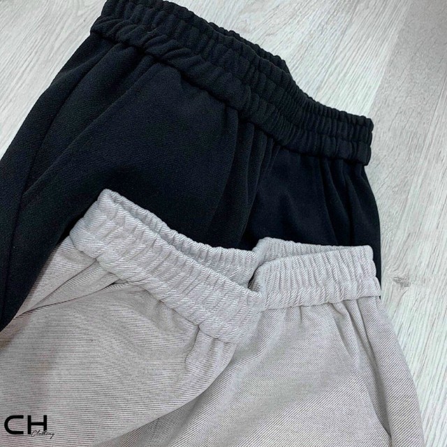 Quần Baggy Dạ Thu Đông Gấu Đính Khuy Vải Mềm Như Lụa