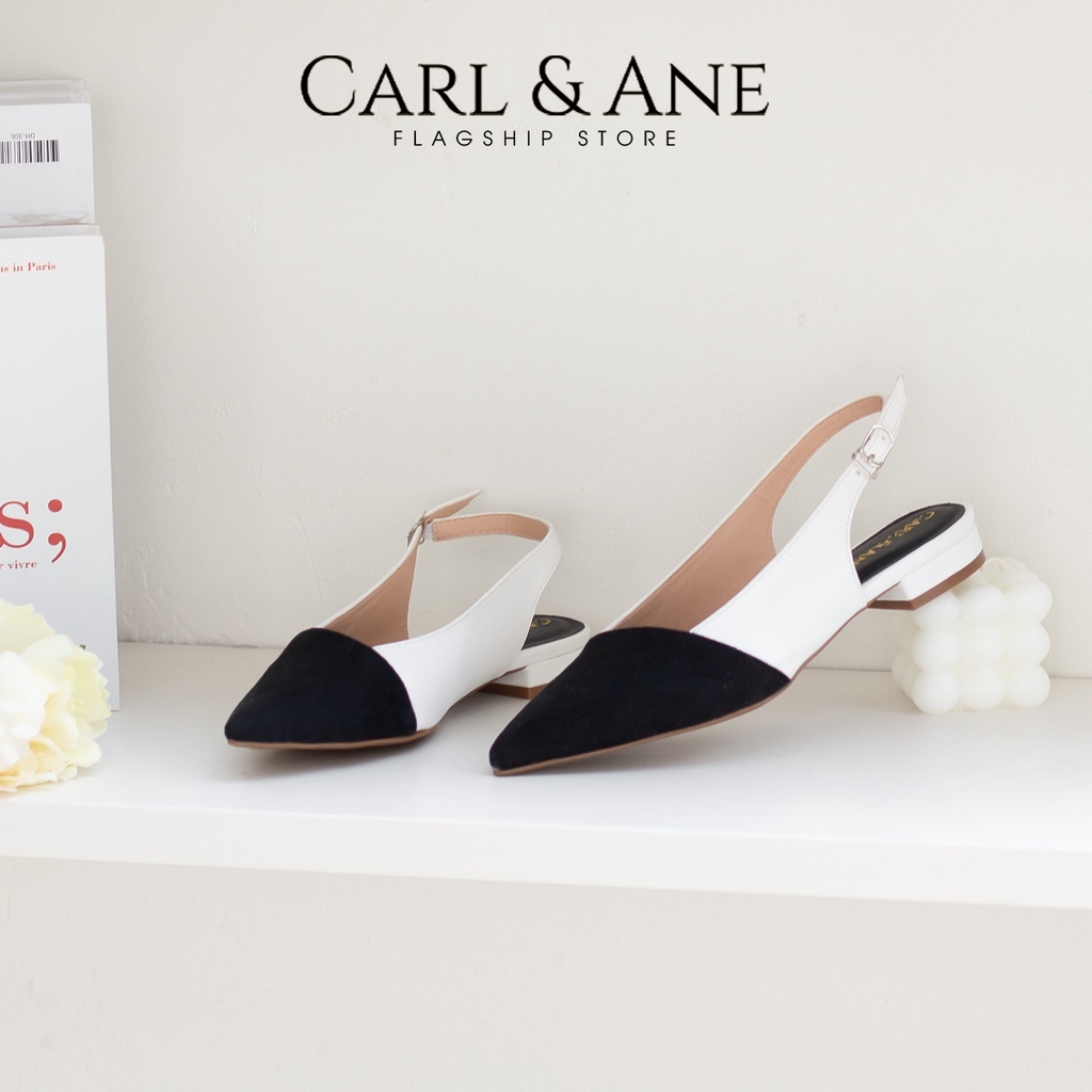 Carl & Ane - Giày cao gót mũi nhọn phối mũi thời trang công sở cao 1.5cm màu trắng- CL031