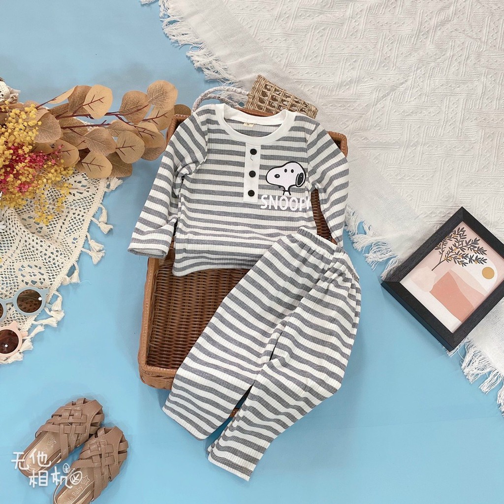 BỘ LEN COTTON DÀI TAY SANG XỊN MỊN CHO BÉ TRAI BÉ GÁI TỪ 8-20KG GD944