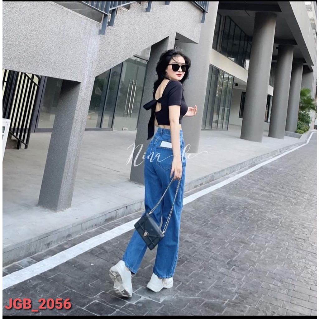 Baggy xanh đậm rách Dành Cho Nữ MinaFashion 2056
