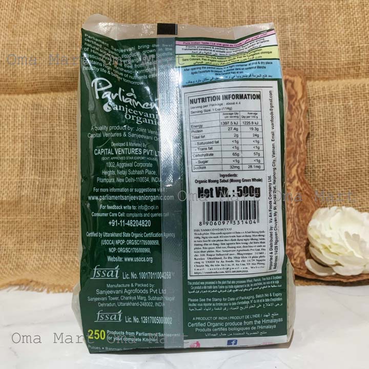 Đậu xanh nguyên hạt hữu cơ Parliament 500g