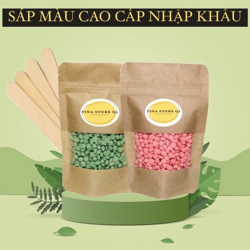 hạt sáp wax lông màu hard wax bean tặng kèm que quét sáp giúp làm sạch lông vùng tay chân , bikini , râu - tinastoreq2