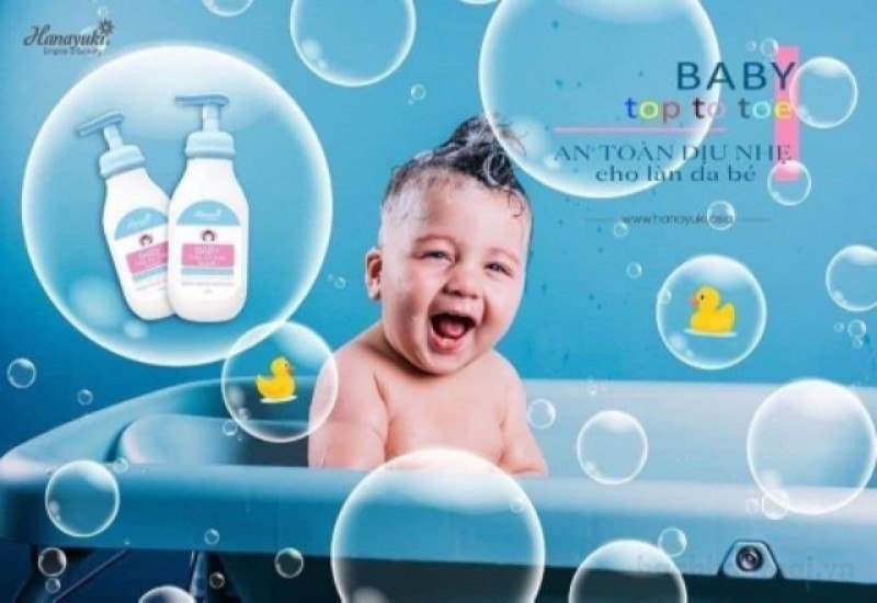 Chai 150g Sữa tắm gội cho bé Hanayuki Baby-top-to-toe-wash