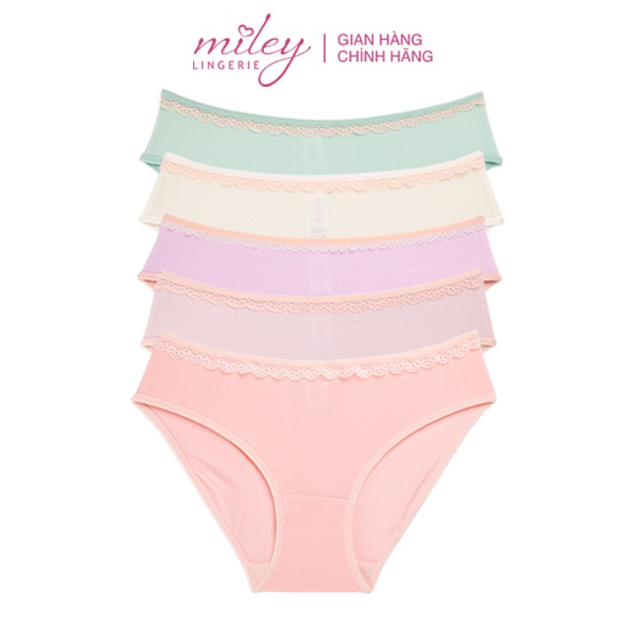 Combo 5 Quần Lót Thun Lạnh Trơn Viền Ren Miley Lingerie BMS Màu Ngẫu Nhiên