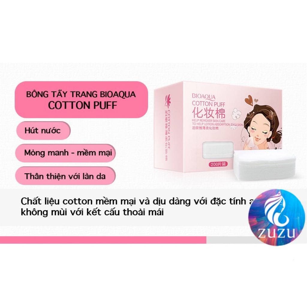 Bông tẩy trang Bioaqua 100% cotton không gây kích ứng chà sát da mềm mịn giảm thiểu tình trạng xơ bông ZUZU