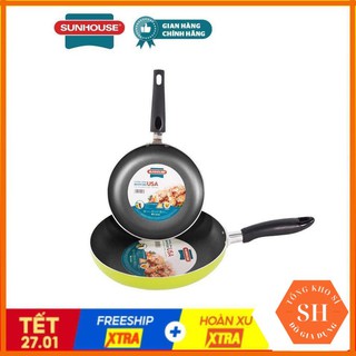 Chảo cặp nhôm trơn cạn Sunhouse phi 18 + 24 Hàng chính hãng