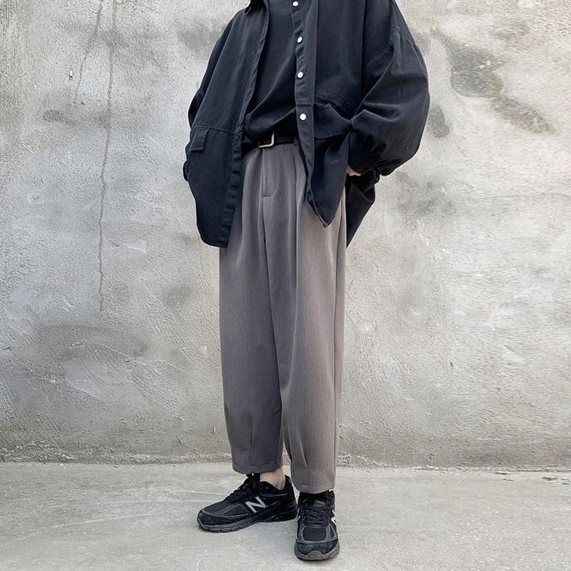 Bộ vest nam mùa thu mỏng phong cách Hàn Quốc quần âu ống suông thẳng rộng rãi kết hợp chín điểm