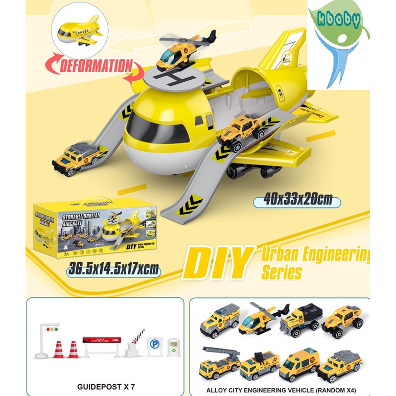 Máy bay biến hình, đường ray ô tô và bãi đáp trực thăng (kèm 4 xe hợp kim + 7 biển chỉ dẫn)