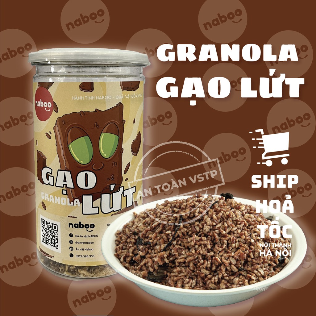 Granola Gạo Lứt Chà Bông giảm cân 300g Naboo đồ ăn vặt Hà Nội vừa ngon lại rẻ