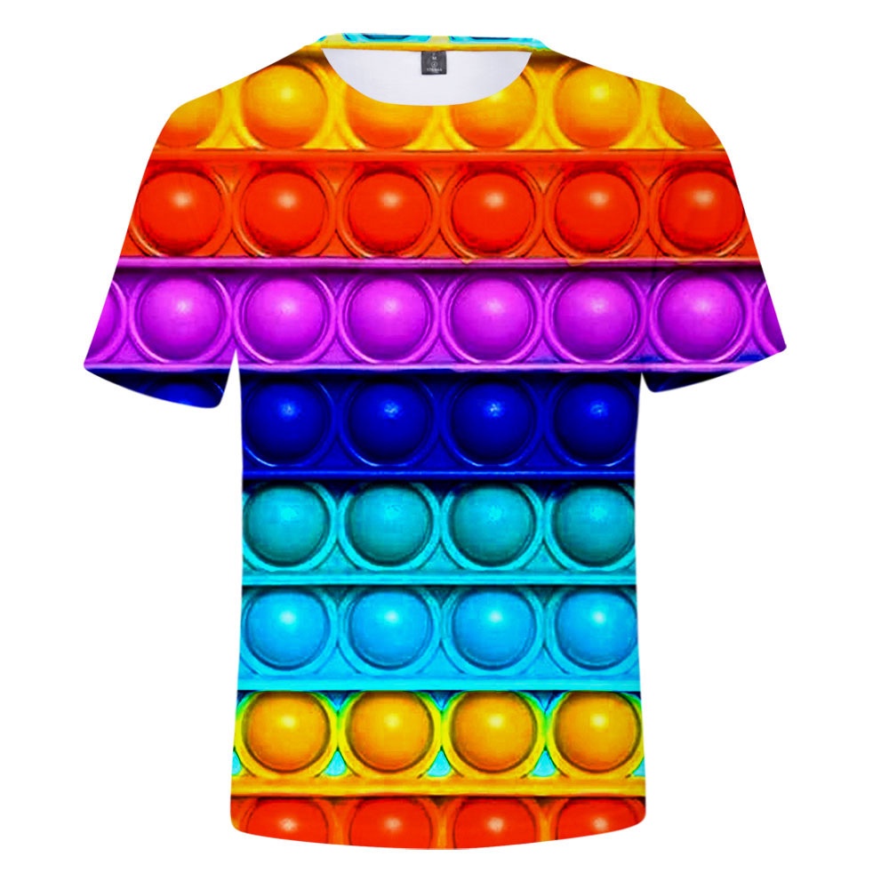 Áo Thun Tay Ngắn In Hình Chuột 3D Màu Sắc Cầu Vồng Thời Trang Trẻ Trung