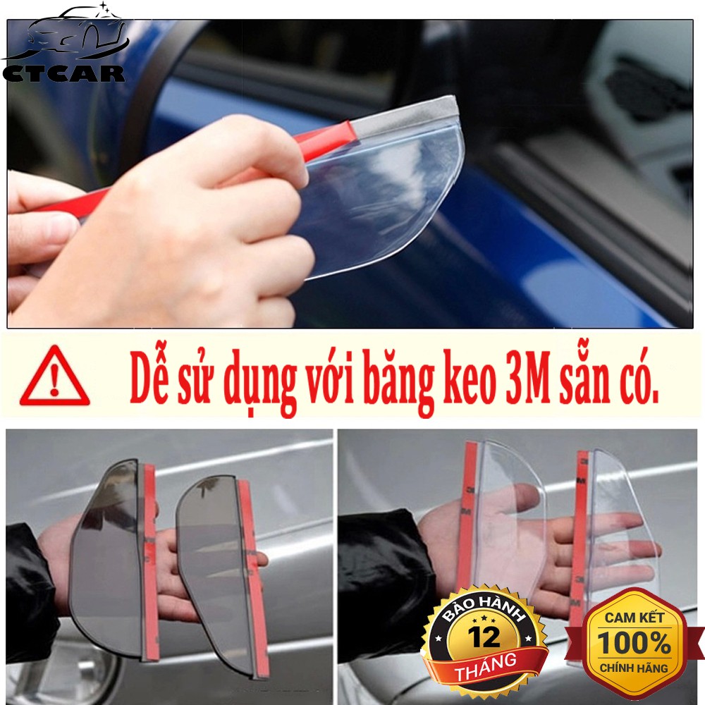 Bộ 2 miếng vè che mưa gương chiếu hậu ô tô, trang trí chống nước mưa làm mờ gương CTCar