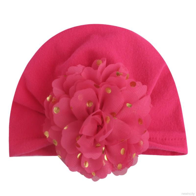 Mũ chụp đầu trang trí hình hoa xinh xắn cho bé gái sơ sinh