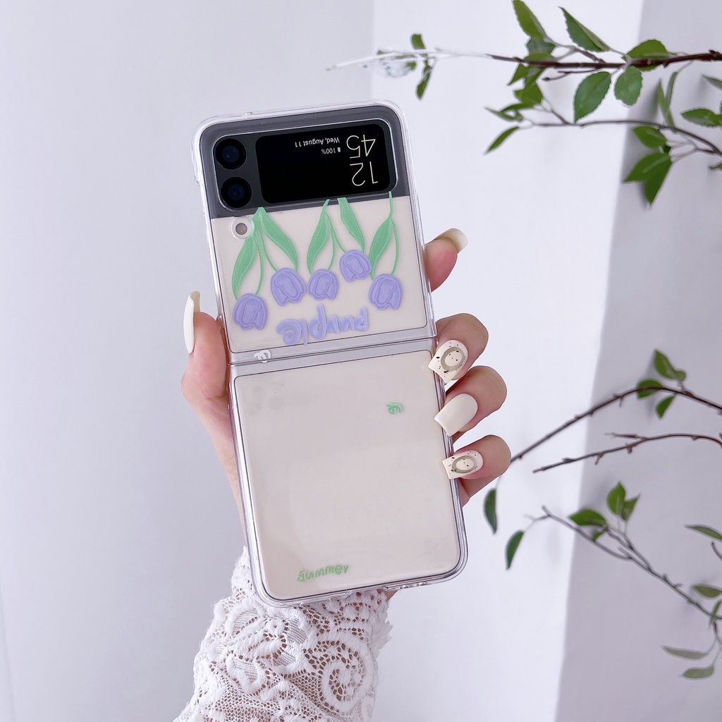 Ốp Điện Thoại Chống Sốc Hình Hoa Tulip Cho Samsung z Flip 3 Zzfp3 z Flip3