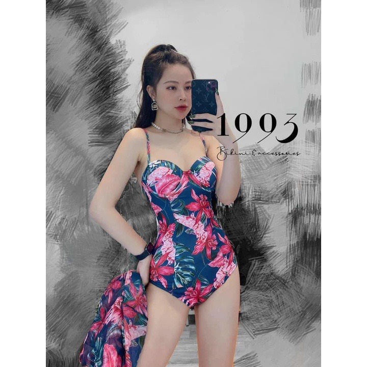 ComBo 2 Món Bikini # Đồ Bơi Đi Biển Một Mảnh Kèm Khăn Họa Tiết Sang Đẹp CB-019