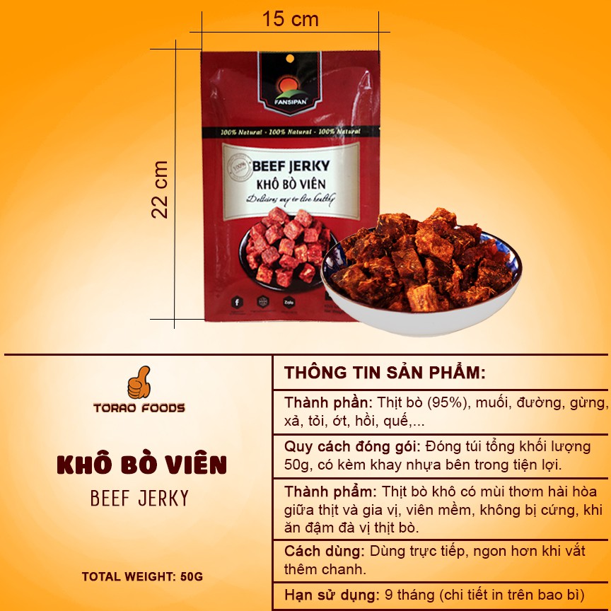 Combo 3 khô bò viên Fansipan 50g - khô bò viên mềm bò thật loại 1 đảm bảo An toàn vệ sinh Thực phẩm | BigBuy360 - bigbuy360.vn