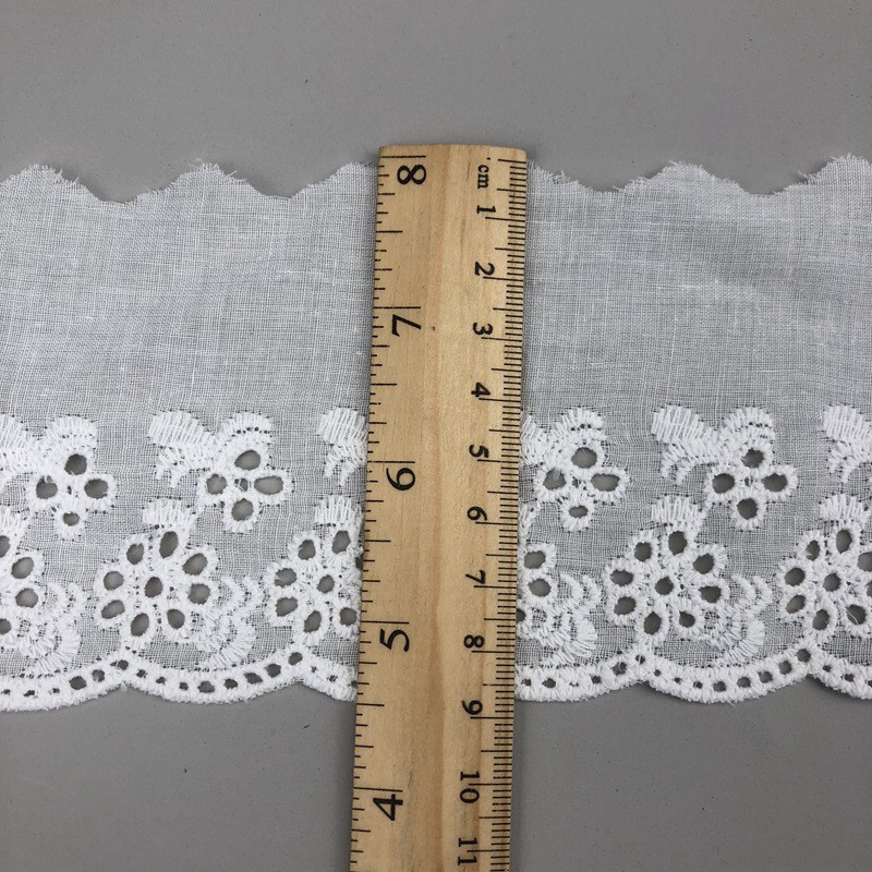 8cm ren vải cotton vải thô trắng thêu hoa đục lỗ phụ kiện đồ handmade phụ kiện thời trang may mặc