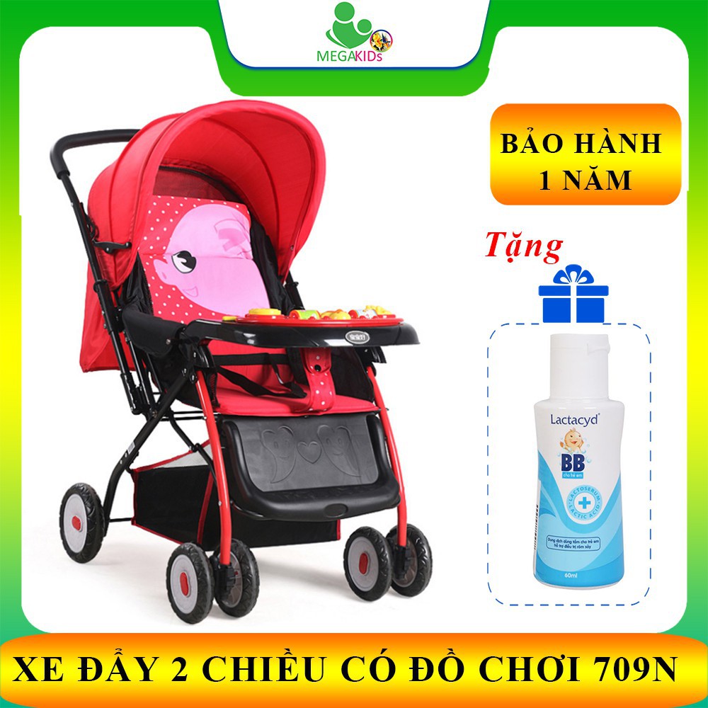 Xe đẩy cao cấp 2 chiều, 3 tư thế có nhạc, có màn che Baobaohao 709N BẢO HÀNH 12 tháng