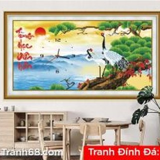 (ĐÃ ĐÍNH) Tranh đính đá thành phẩm TÙNG HẠC DIÊN NIÊN 89x48cm DF244