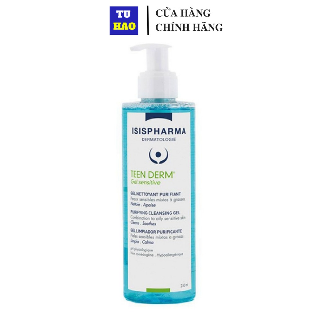 Sữa rửa mặt Isis Pharma Teenderm Sensitive Gel rửa mặt da nhạy cảm 250ml
