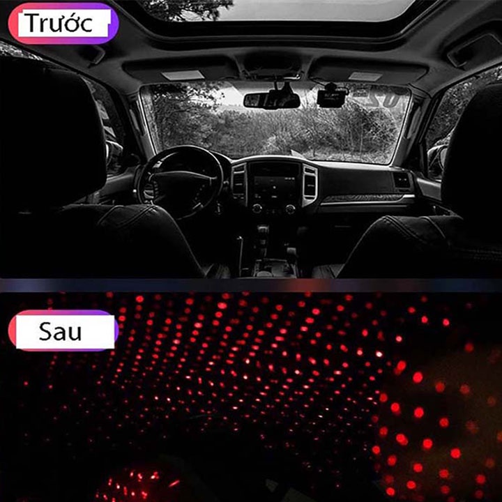 Đèn LED USB chiếu hình bầu trời sao tạo bầu không khí thích hợp trang trí bên trong xe hơi