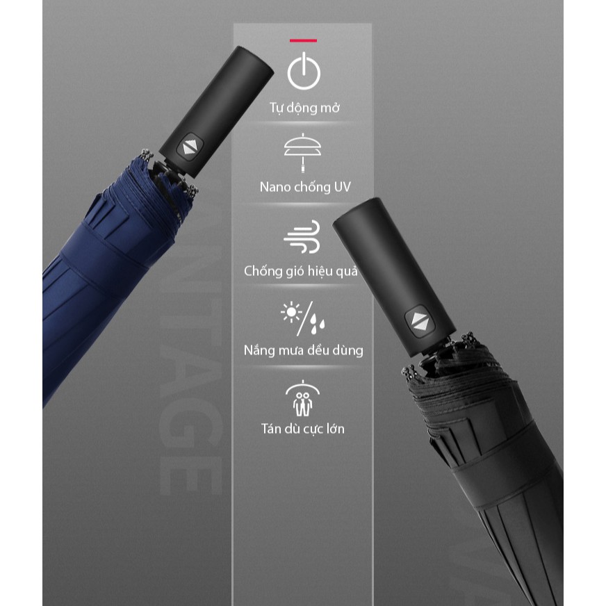 Ô Dù Che Mưa Đi Nắng Tự Động Xếp Gấp Gọn 12 nan wf-008  Cát Thái