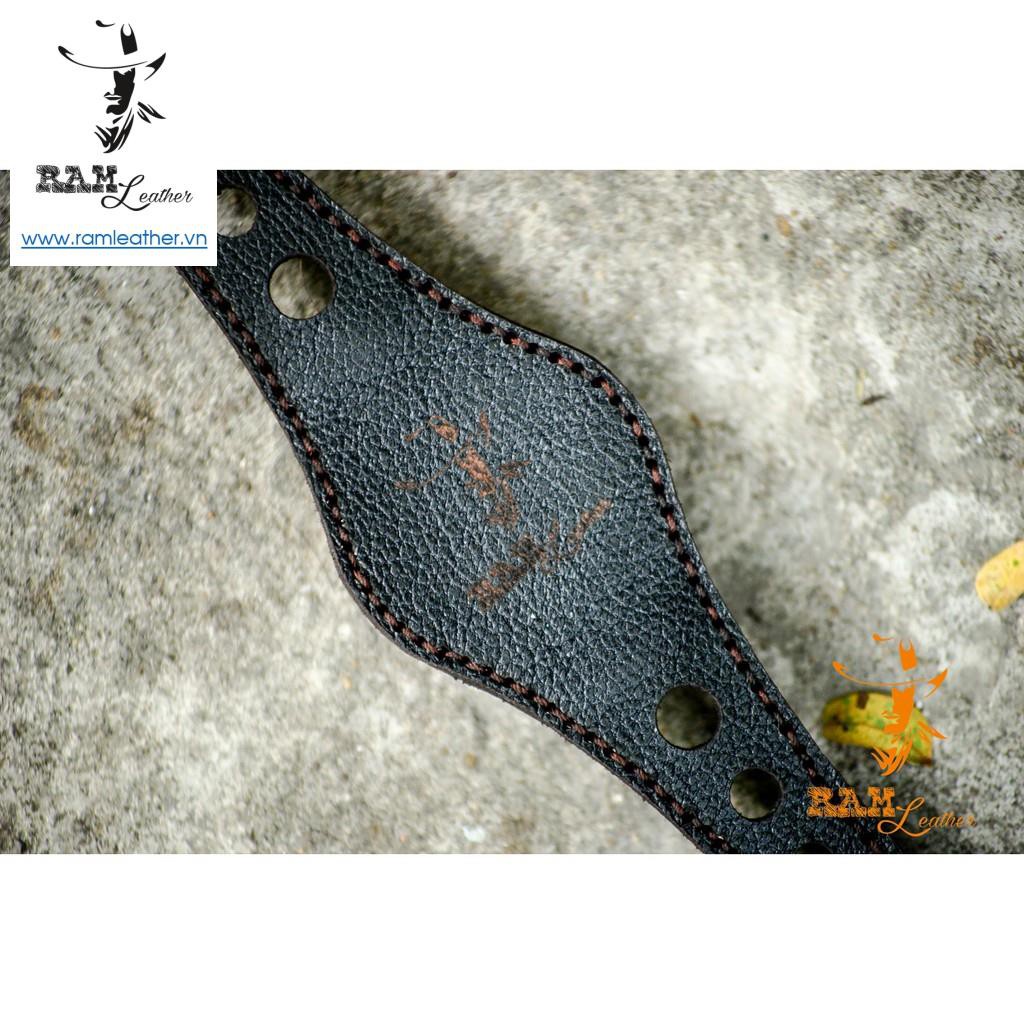 Dây Đồng Hồ Bundstrap Bx Quân Đội Đức – Da Dê Đen Cực Chất +