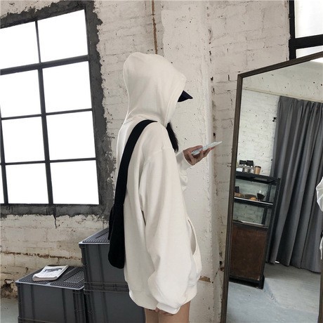 Áo Hoodie Nữ Nam Uniex Dáng Áo Oversize Trắng Trơn