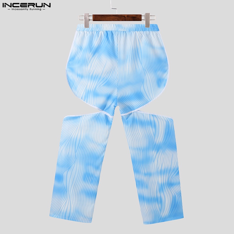Quần dài lưng cao INCERUN thiết kế phối màu nhuộm độc đáo cho nam