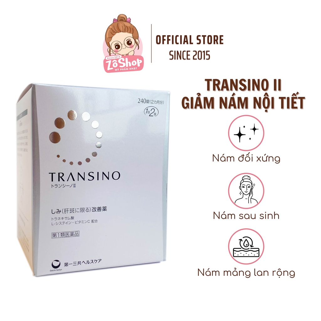 Viên Transino II giảm nám/ tàn nhang nội tiết - đủ size