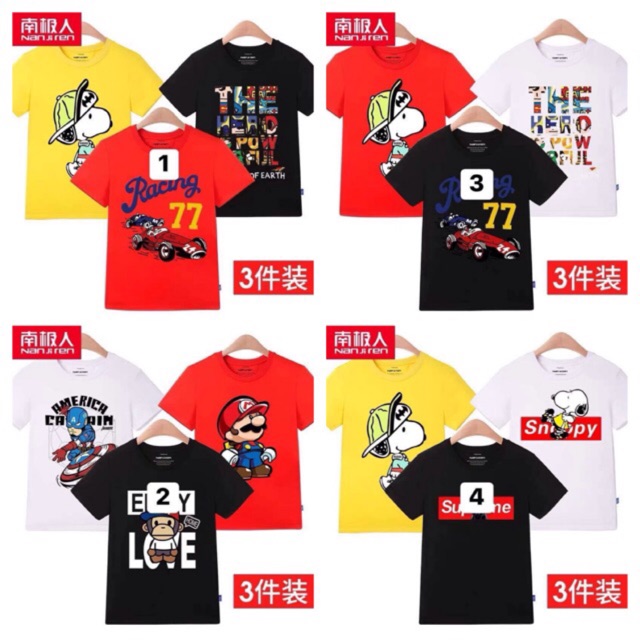 oder set 3 chiếc áo phông bé trai cao cấp