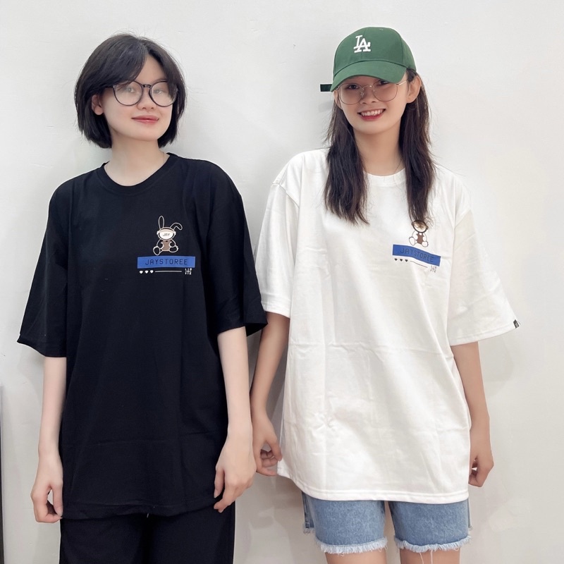 Áo Thun Tay Lỡ JAY LOVE màu ĐEN/TRẮNG vải cotton  Nam nữ unisex Áo phông cổ tròn form rộng Jaystoree 2